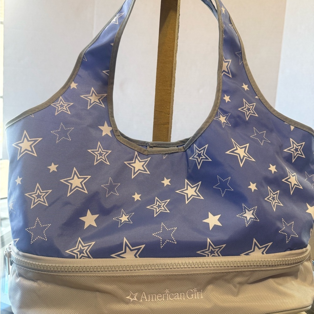American Girl Blue Star-Print Tote with Gray Trim